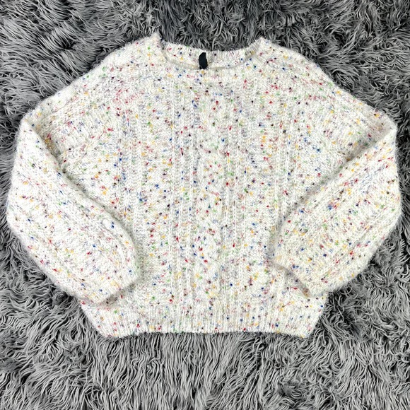 Francesca's Collections Sweaters - Alya Francesca Chunky Cable Knit Fuzzy Confetti Sweater Womens sz L
